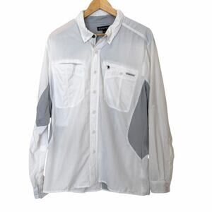 ExOfficio Men's Button-Down Long Sleeve UPF Outdoor Shirt in White, Size Large